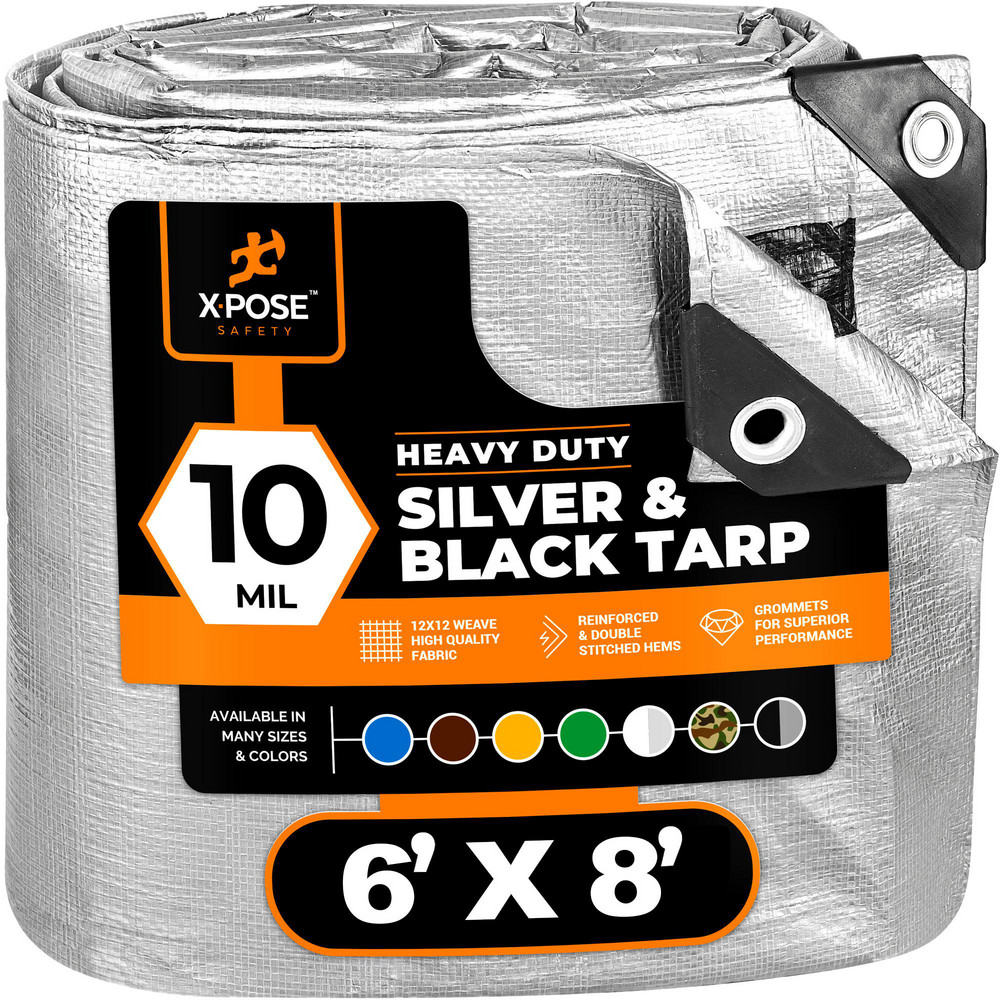 Value Collection Tarp/Dust Cover: Black, Polyethylene, 12' Long x 10' Wide, 11 to 12 mil - KSMSCXHDBB1012