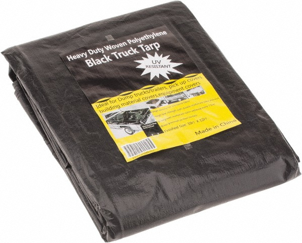 Value Collection Tarp/Dust Cover: Black, Polyethylene, 12' Long x 10' Wide, 11 to 12 mil - KSMSCXHDBB1012
