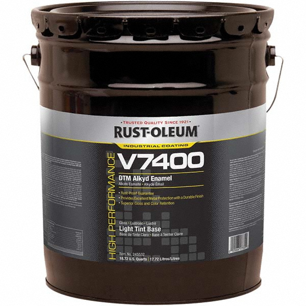 Rust-Oleum Industrial Enamel Paint: 5 gal, Gloss Finish, Light Base - 245532