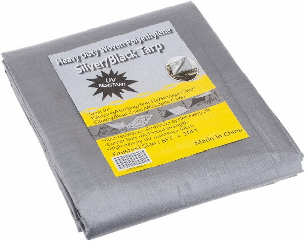 Value Collection Tarp/Dust Cover: Black & Silver, Polyethylene, 40' Long x 30' Wide, 11 to 12 mil - KSMSCSB3040