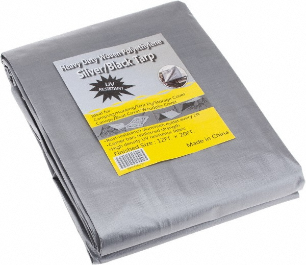 Value Collection Tarp/Dust Cover: Black & Silver, Polyethylene, 40' Long x 30' Wide, 11 to 12 mil - KSMSCSB3040