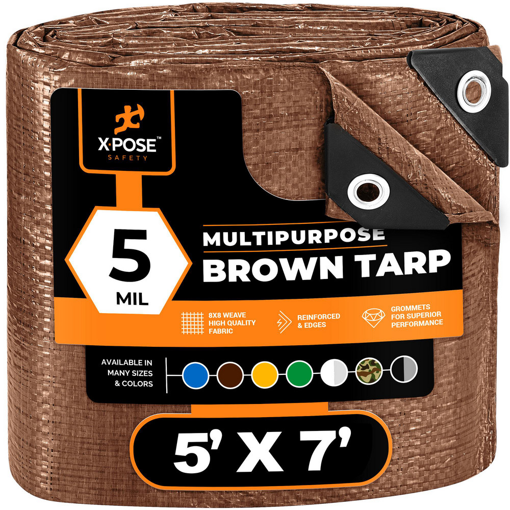 Xpose Safety Tarp/Dust Cover: Brown, Rectangle, Polyethylene, 40' Long x 30' Wide, 5 mil - BRT-3040-X