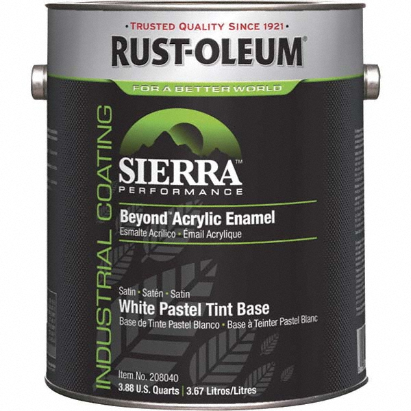 Rust-Oleum Industrial Enamel Paint: 5 gal, Satin Finish, White Base - 208041