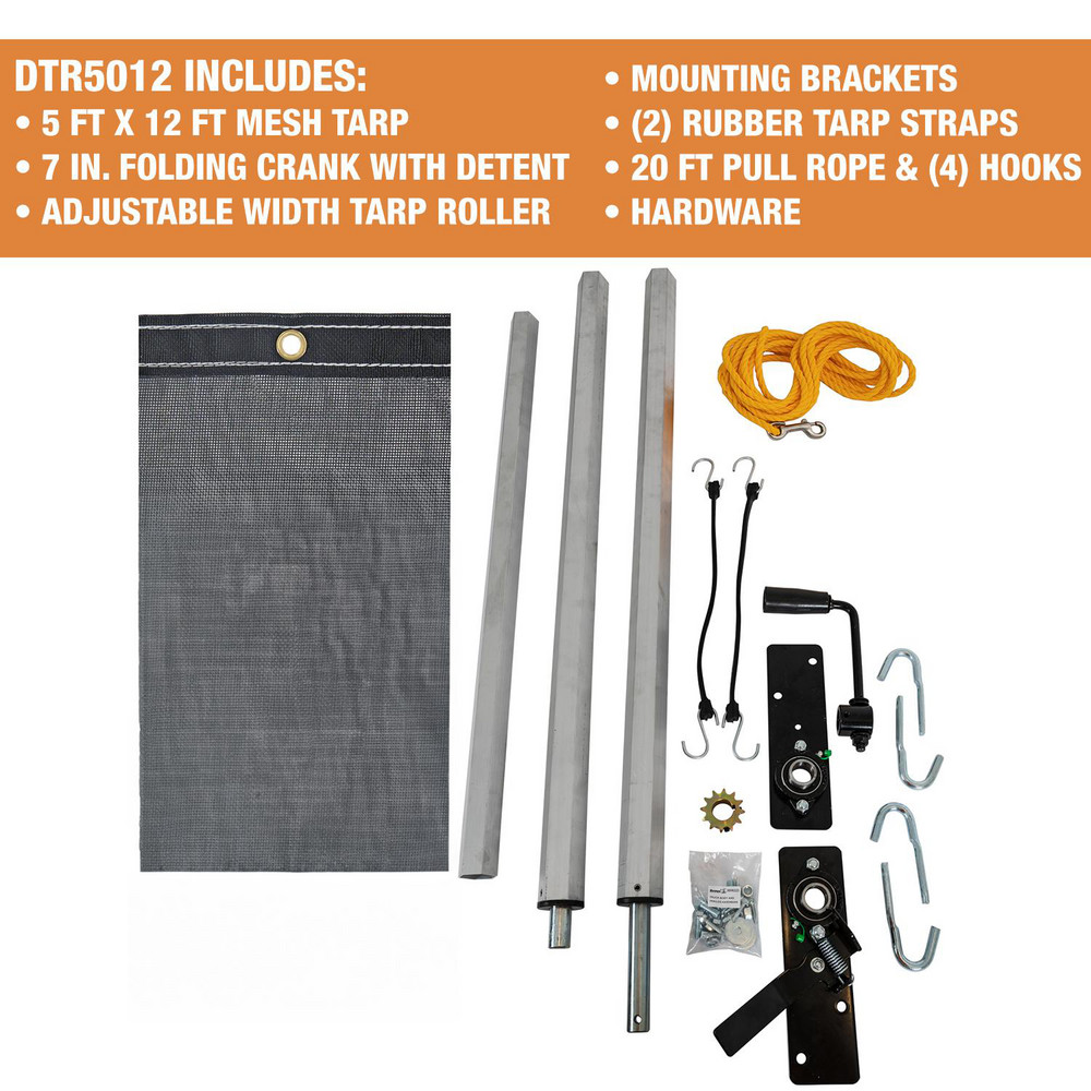 Buyers Products Tarp/Dust Cover: Black, Aluminum, 12' Long x 5' Wide, 9 to 10 mil - DTR5012
