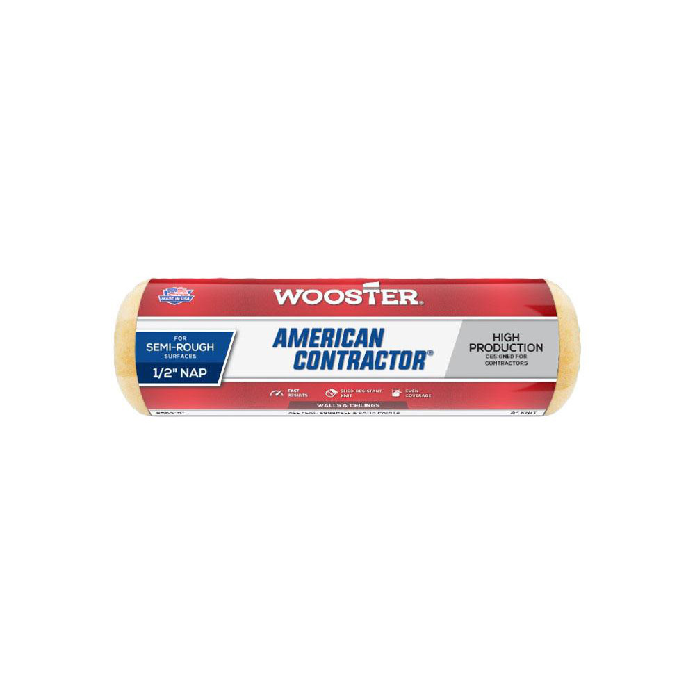 Wooster Brush Paint Roller Cover: 1/2" Nap, 9" Wide - R338-9