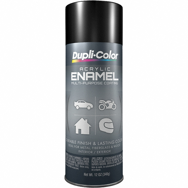 Dupli-Color Acrylic Enamel Spray Paint: Black, Semi-Gloss, 12 oz - EDA160307