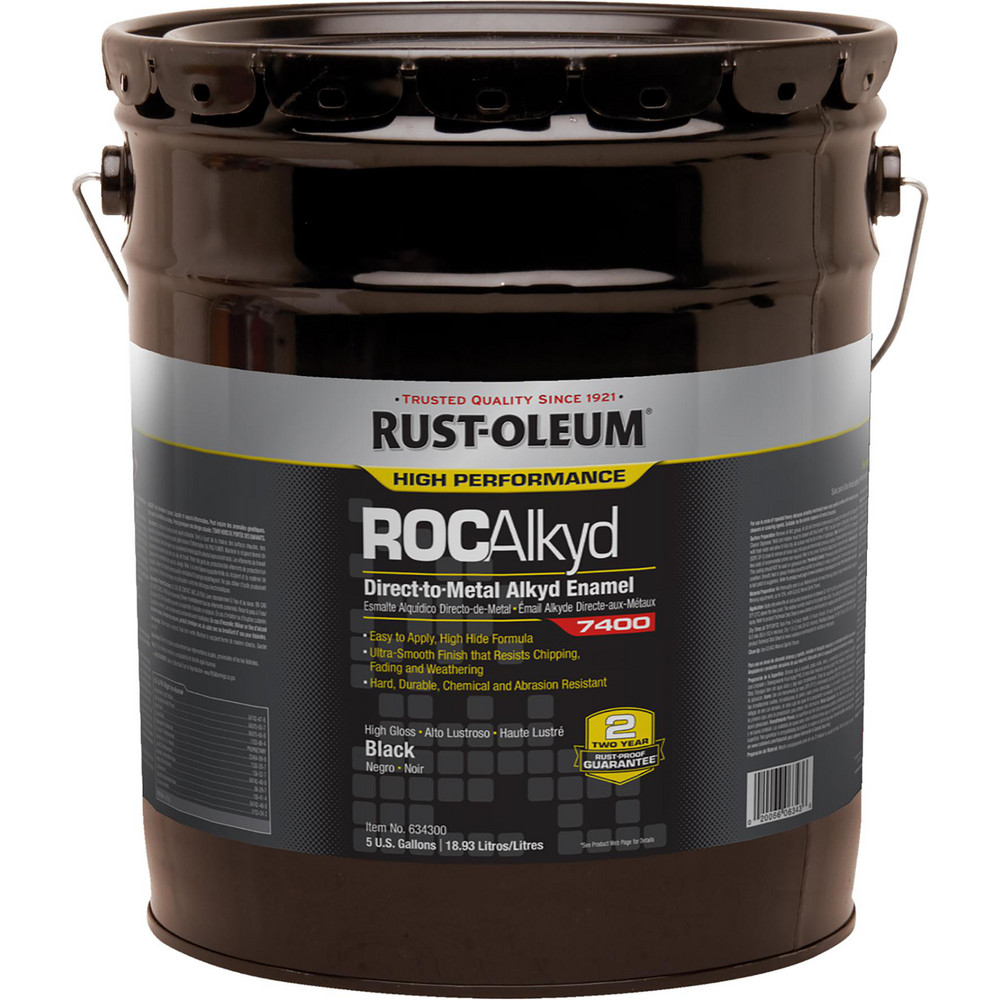 Rust-Oleum Industrial Enamel Paint: 5 gal, Gloss Finish, Black - 634300