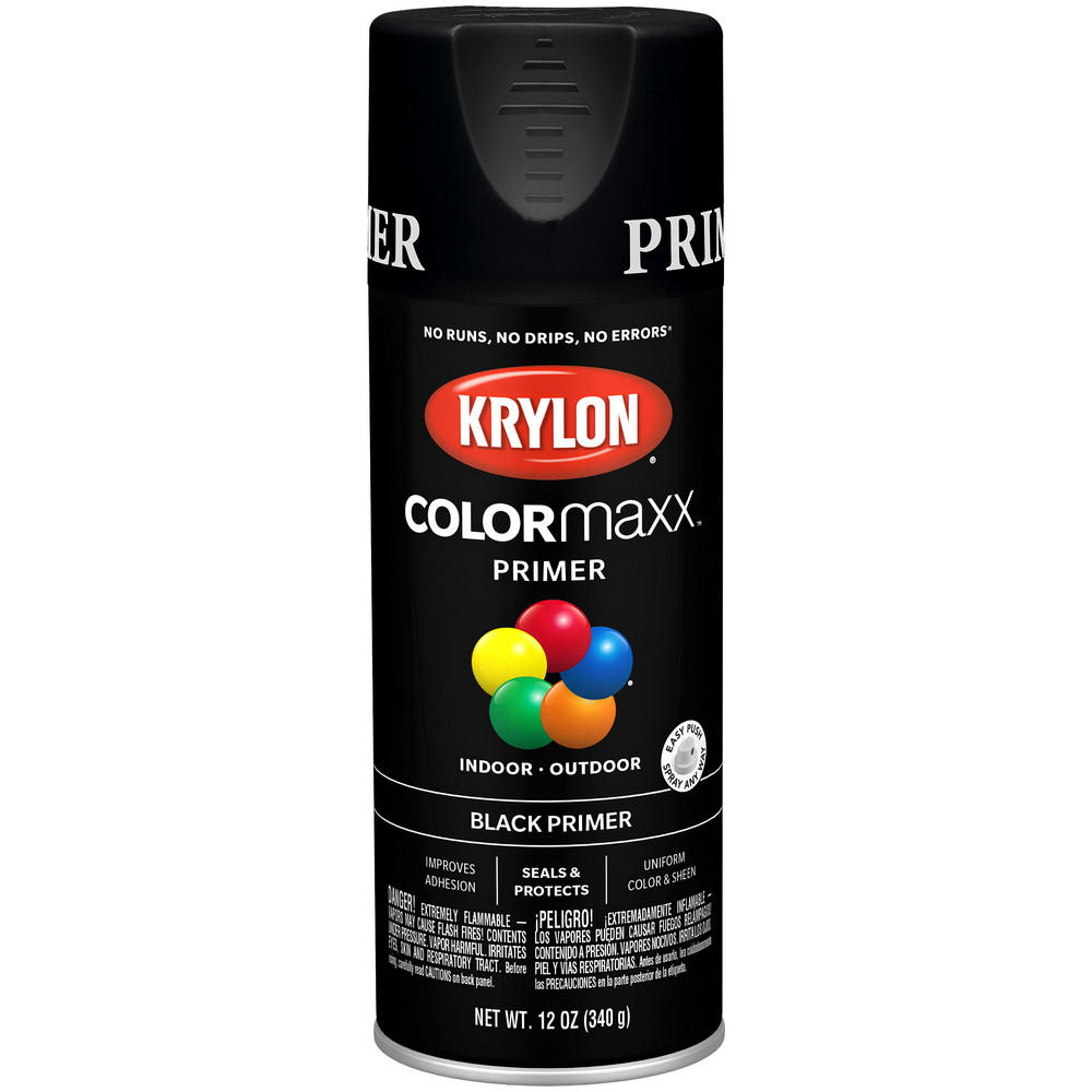 Krylon Spray Paint: Black, Flat, 12 oz Net Fill, Acrylic Enamel - K05581007