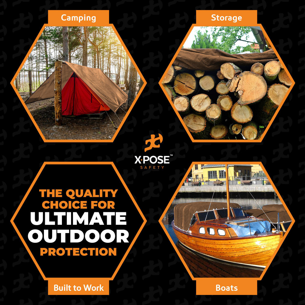 Xpose Safety Tarp/Dust Cover: Brown, Rectangle, Polyethylene, 24' Long x 18' Wide, 5 mil - BRT-1824-X
