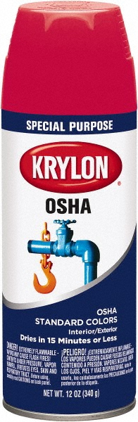 Krylon Spray Paint: Red, Flat, 15 oz Net Fill, Rust-Preventive Acrylic Alkyd Enamel - K00699008