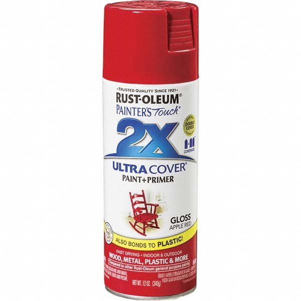 Krylon Spray Paint: Red, Flat, 15 oz Net Fill, Rust-Preventive Acrylic Alkyd Enamel - K00699008