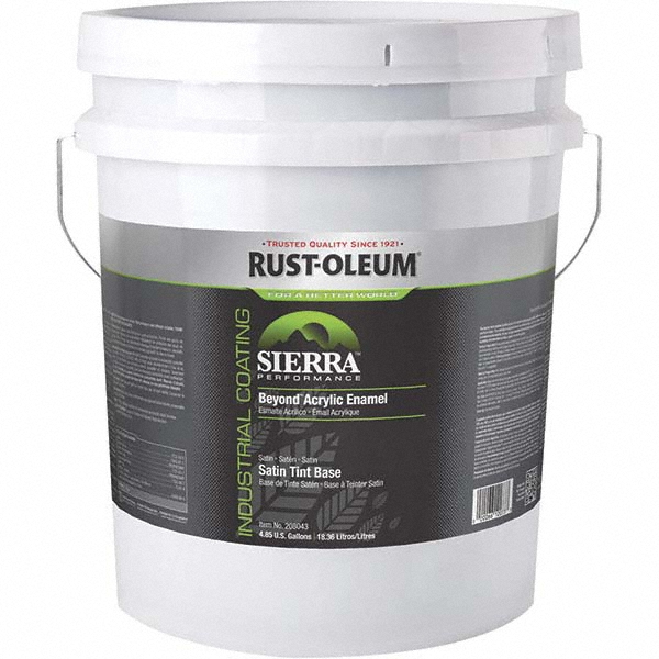Rust-Oleum Industrial Enamel Paint: 5 gal, Satin Finish, Tint Base - 208043