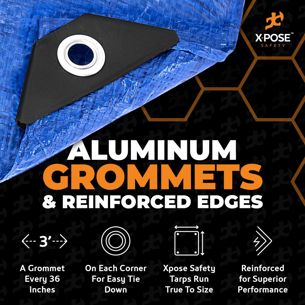 Xpose Safety Tarp/Dust Cover: Blue, Rectangle, Polyethylene, 18' Long x 12' Wide, 5 mil - BT-1218-X