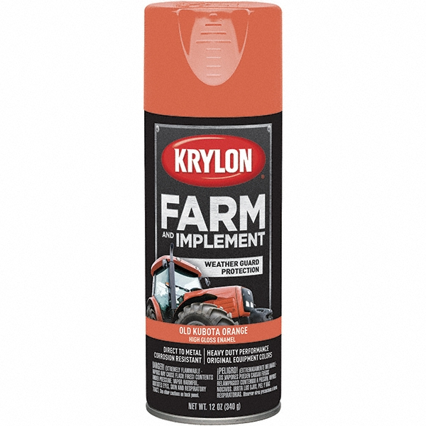 Krylon Floor Coating Spray Paint: Kubota Orange, Gloss, 12 oz - K01946000