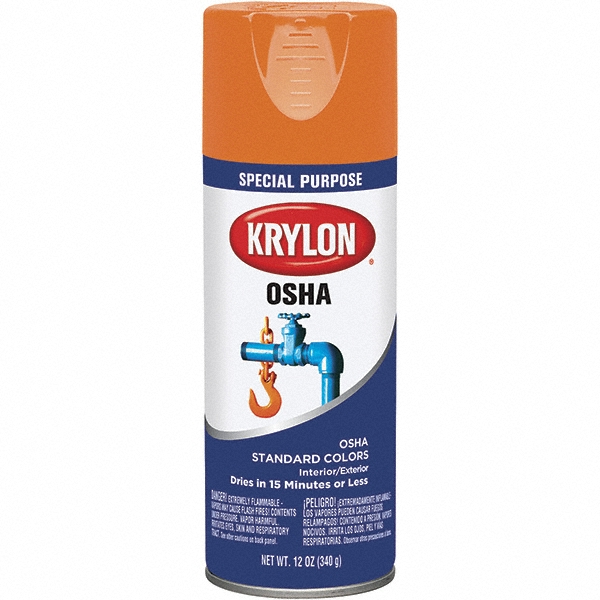 Krylon Floor Coating Spray Paint: Kubota Orange, Gloss, 12 oz - K01946000