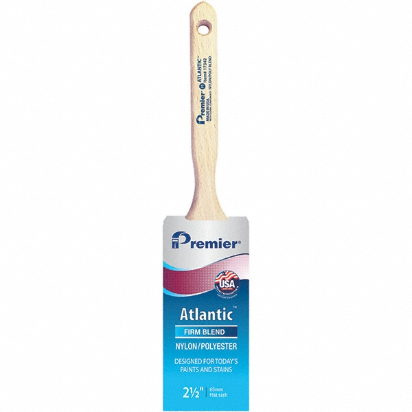 Premier Paint Roller Paint Brush: 1-1/2" Wide, Nylon, Synthetic Bristle - 17200