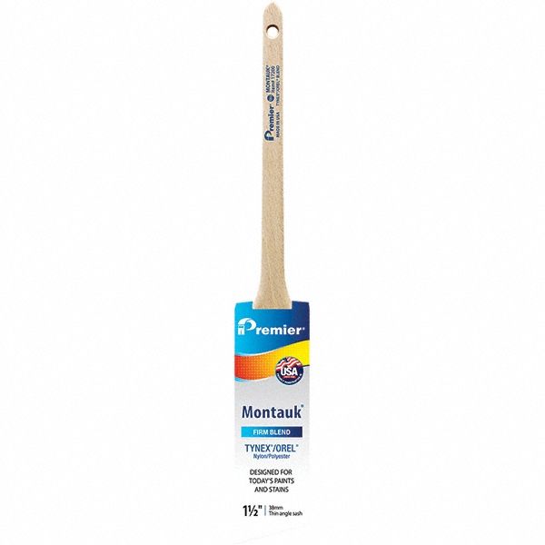 Premier Paint Roller Paint Brush: 1-1/2" Wide, Nylon, Synthetic Bristle - 17200