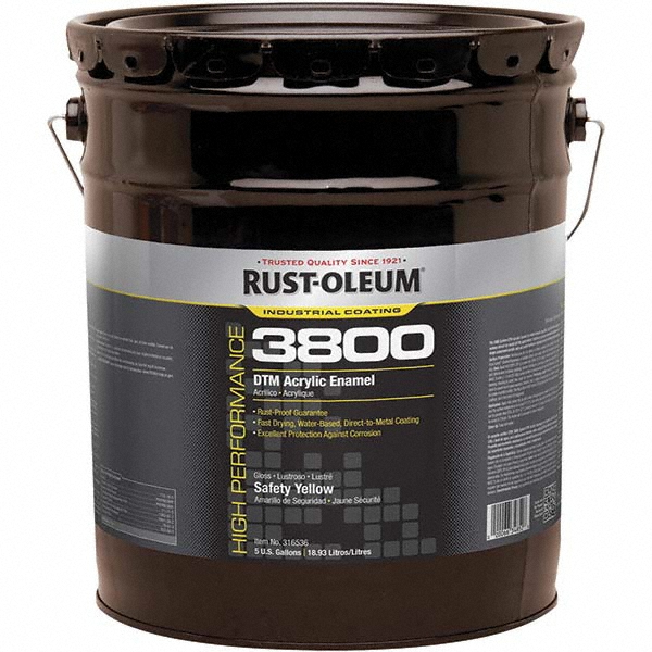Rust-Oleum Acrylic Enamel Paint: 5 gal, Gloss Finish, Light Tint Base - 316518