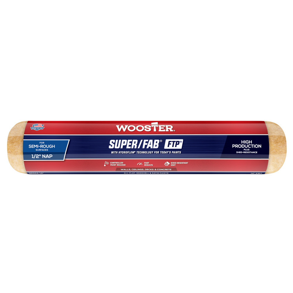Wooster Brush Paint Roller Cover: 1/2" Nap, 14" Wide - RR924-14