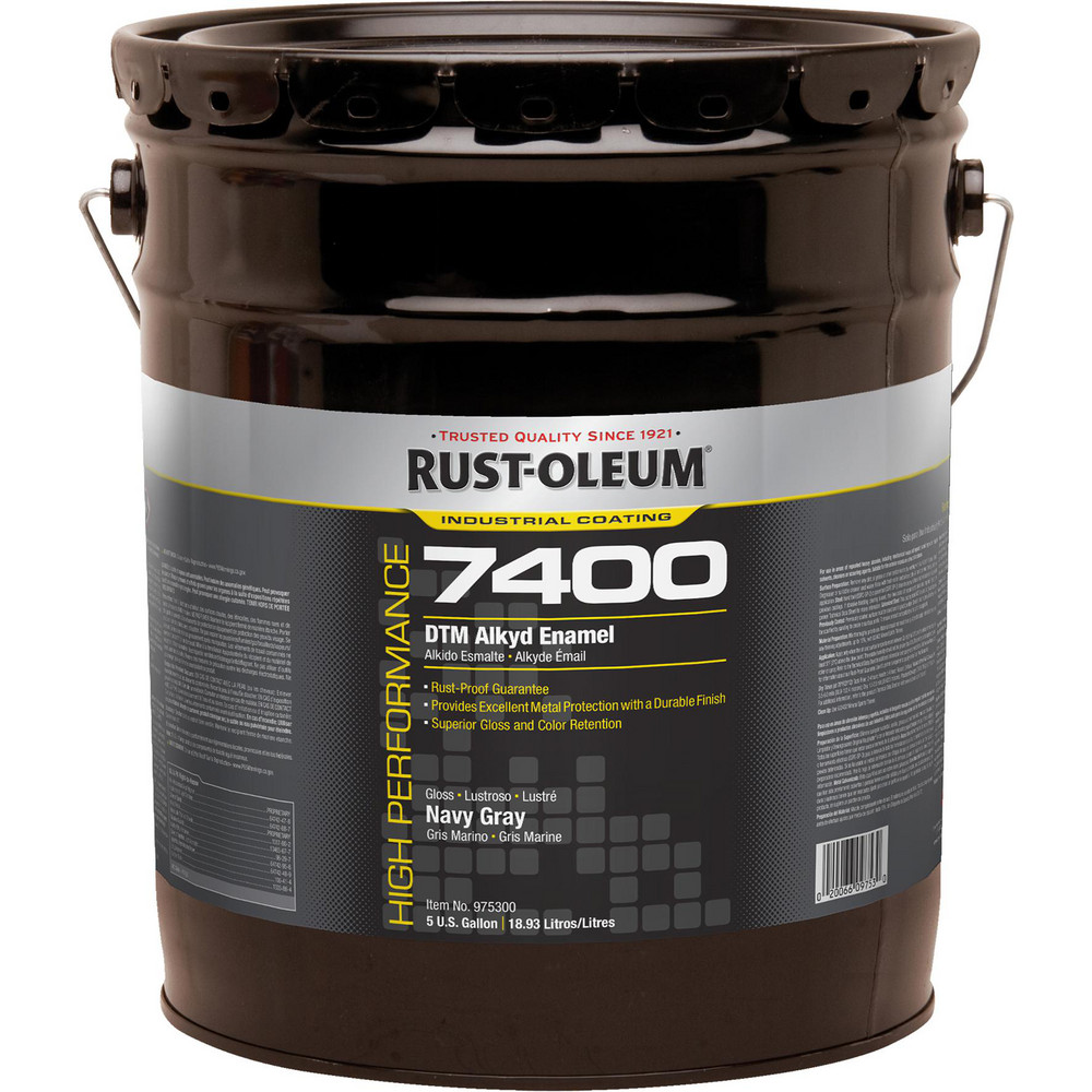 Rust-Oleum Industrial Enamel Paint: 5 gal, Gloss Finish, Navy Gray - 975300