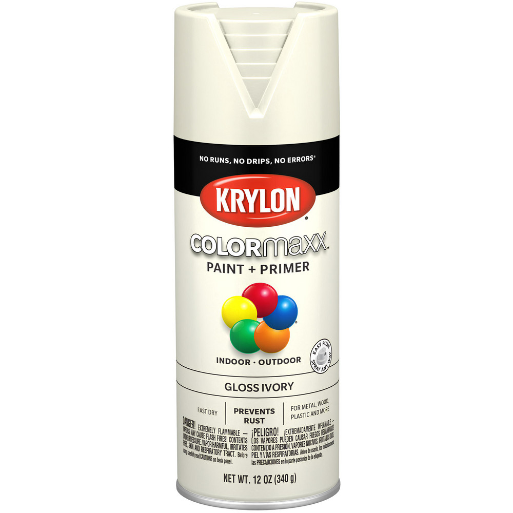 Krylon Spray Paint: White, Gloss, 12 oz Net Fill, Acrylic Enamel - K05524007