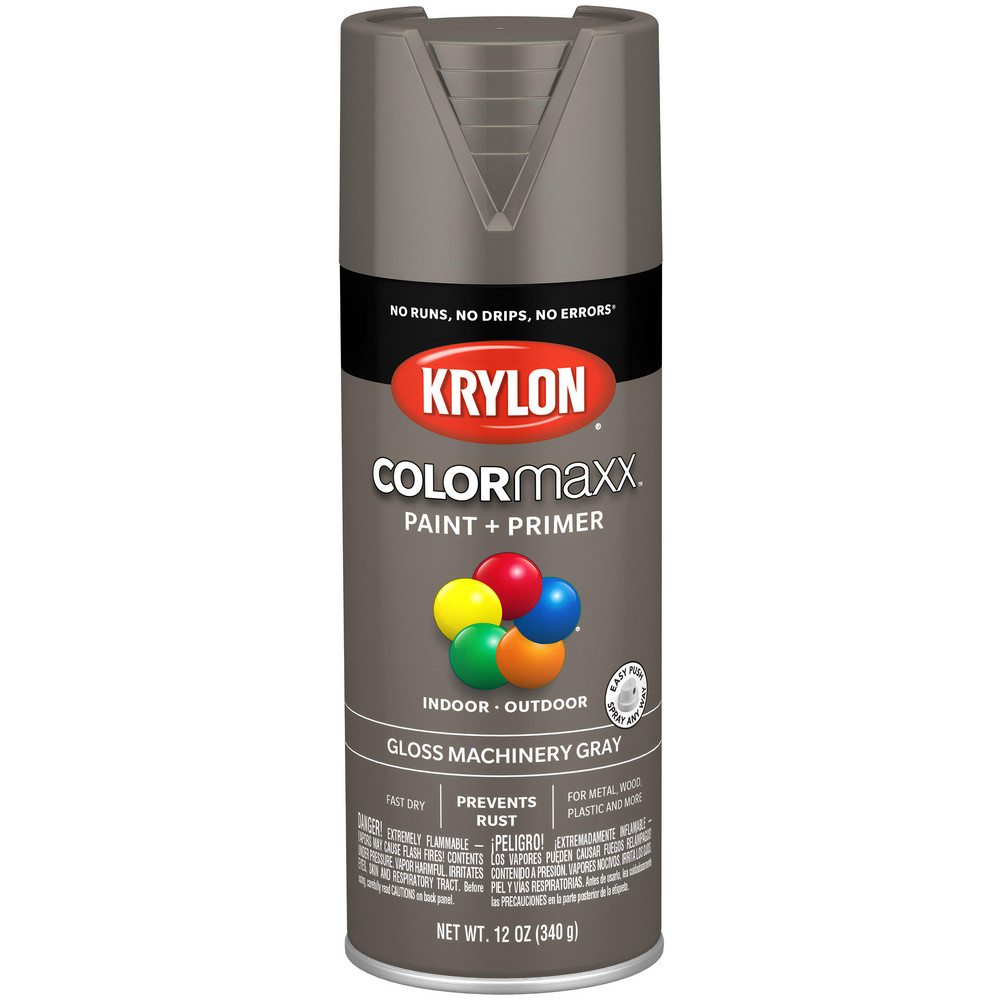Krylon Spray Paint: Gray, Gloss, 12 oz Net Fill, Acrylic Enamel - K05531007