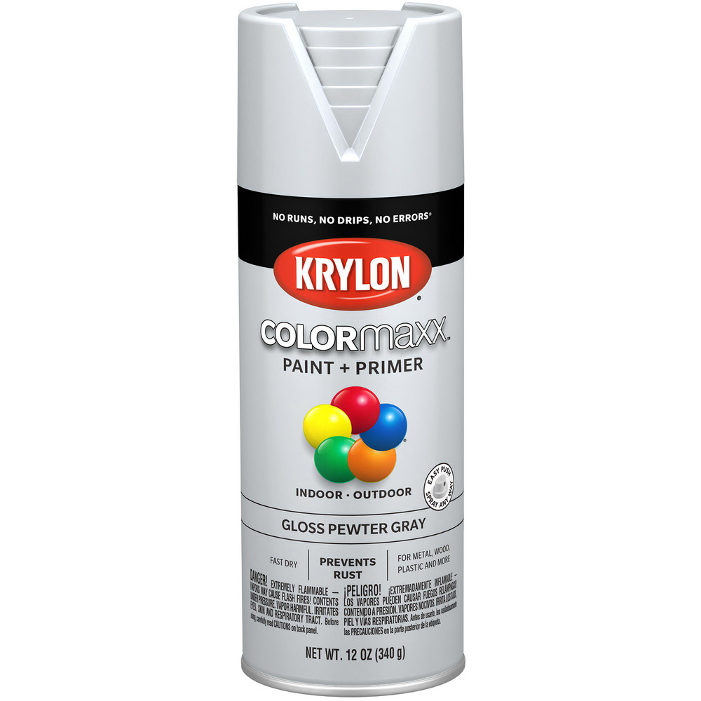 Krylon Spray Paint: Gray, Gloss, 12 oz Net Fill, Acrylic Enamel - K05531007