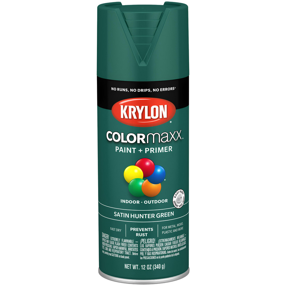 Krylon Spray Paint: Green, Satin, 12 oz Net Fill, Acrylic Enamel - K05576007