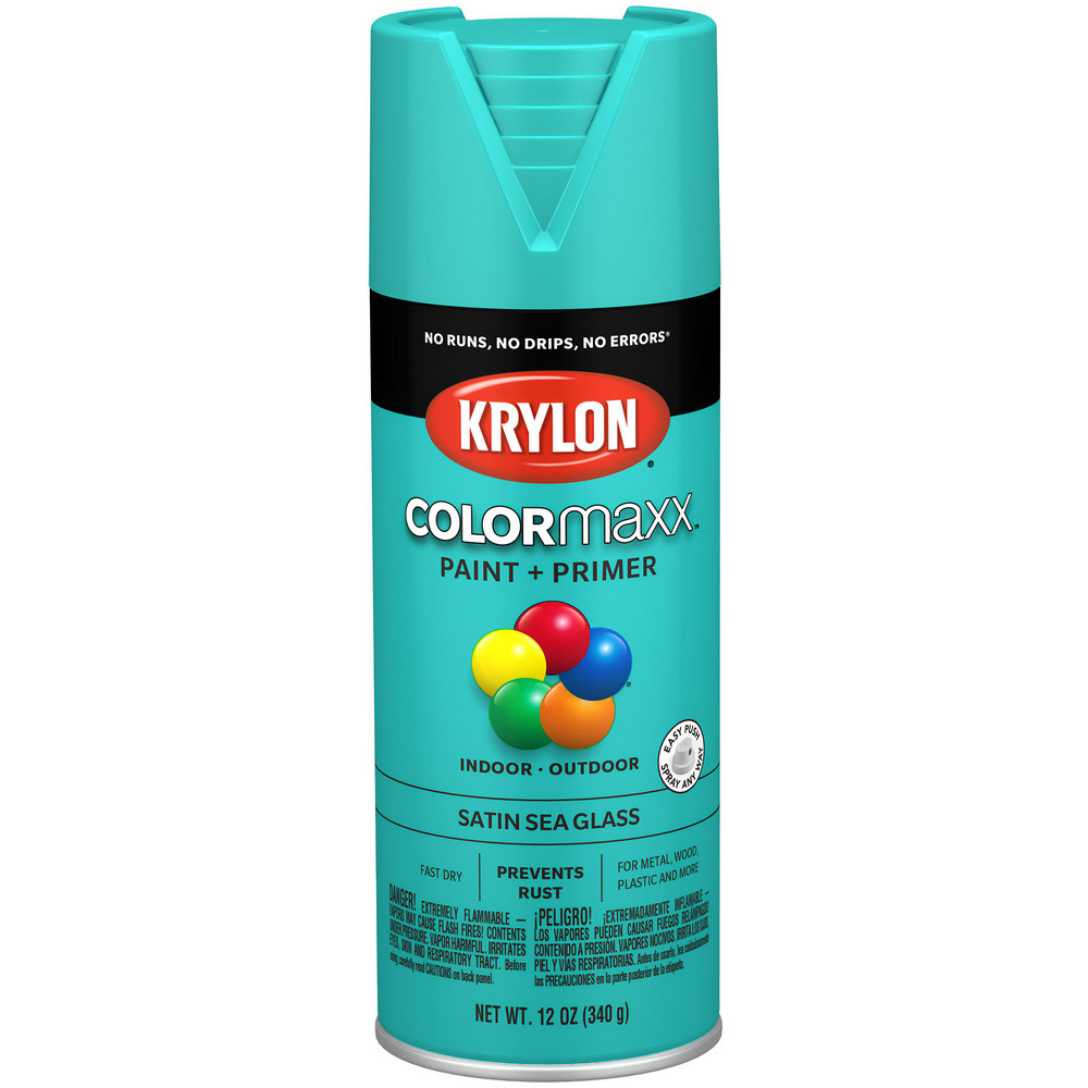 Krylon Spray Paint: Green, Satin, 12 oz Net Fill, Acrylic Enamel - K05576007