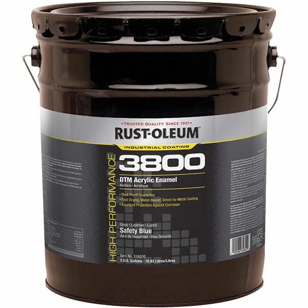 Rust-Oleum Acrylic Enamel Paint: 5 gal, Gloss Finish, Safety Blue - 316538