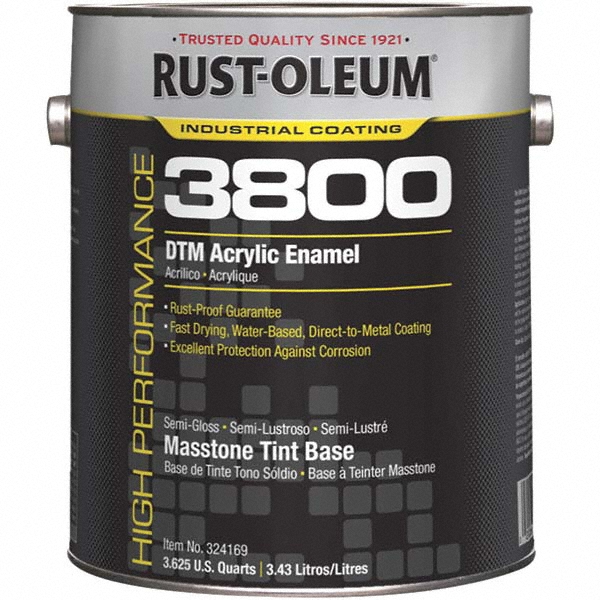 Rust-Oleum Acrylic Enamel Paint: 1 gal, Semi-Gloss Finish, Masstone Tint Base - 324169