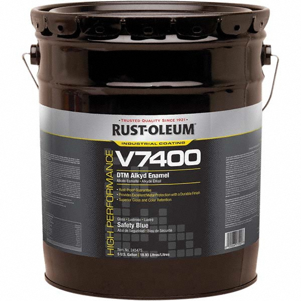 Rust-Oleum Industrial Enamel Paint: 5 gal, Gloss Finish, Safety Blue - 245475
