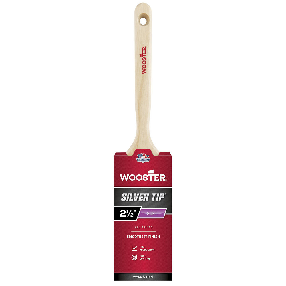 Wooster Brush Paint Brush: 2-1/2" Wide, Nylon Polyester & Synthetic, Synthetic Bristle - 5220-2 1/2