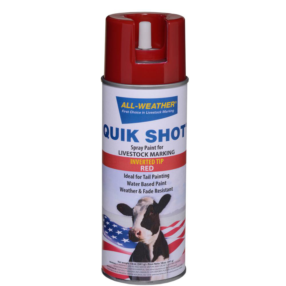 All-Weather Spray Paint: Red, Flat, 16 oz Net Fill, Water-Based Aerosol - 61191