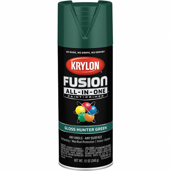 Krylon Spray Paint: Green, Gloss, 12 oz Net Fill, Rustproof Enamel - K09223008