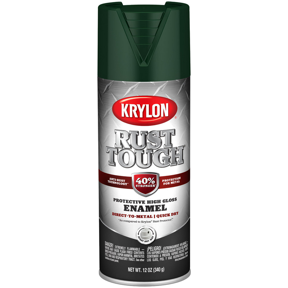 Krylon Spray Paint: Green, Gloss, 12 oz Net Fill, Rustproof Enamel - K09223008