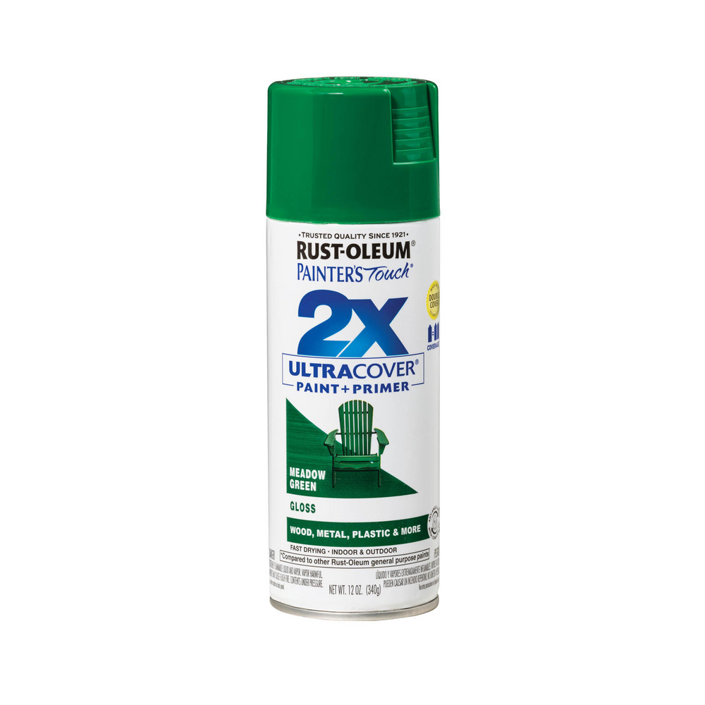 Krylon Spray Paint: Green, Gloss, 15 oz Net Fill, Rust-Preventive Acrylic Alkyd Enamel - K00339008