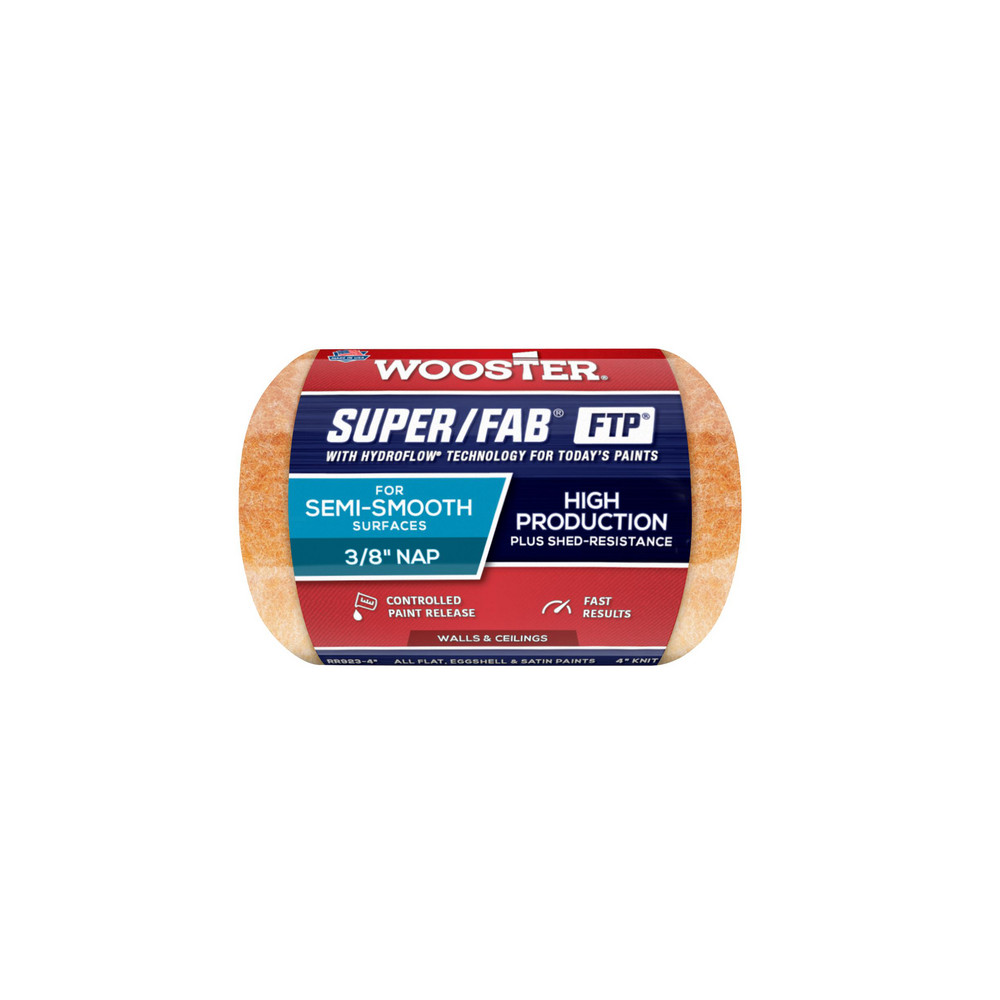 Wooster Brush Paint Roller Cover: 3/8" Nap, 4" Wide - RR923-4