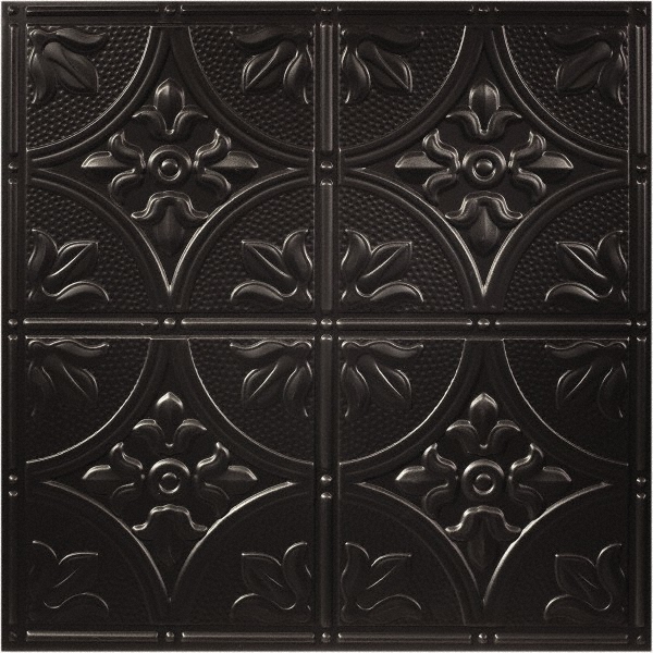 Genesis Genesis Antique Vinyl Lay In Ceiling Tile, 2 ft x 2 ft, Black, Carton of 12 - 752-07