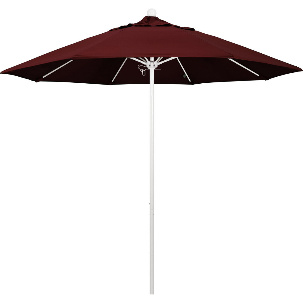 California Umbrella Patio Umbrella: 90" Dia, 8' High, Pacifica, Burgundy, Aluminum Frame - 194061620489