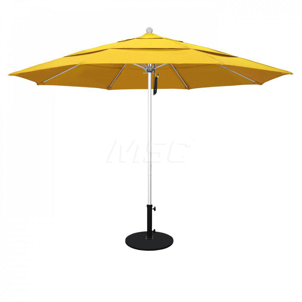 California Umbrella Patio Umbrella: 90" Dia, 7.5' High, Solution Dyed Polyester, Lemon Yellow, Aluminum & Fiberglass Frame - 194061357712