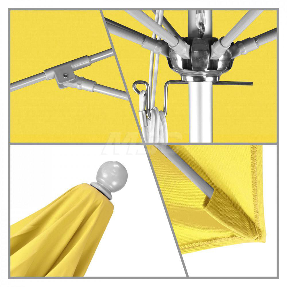 California Umbrella Patio Umbrella: 90" Dia, 7.5' High, Solution Dyed Polyester, Lemon Yellow, Aluminum & Fiberglass Frame - 194061357712