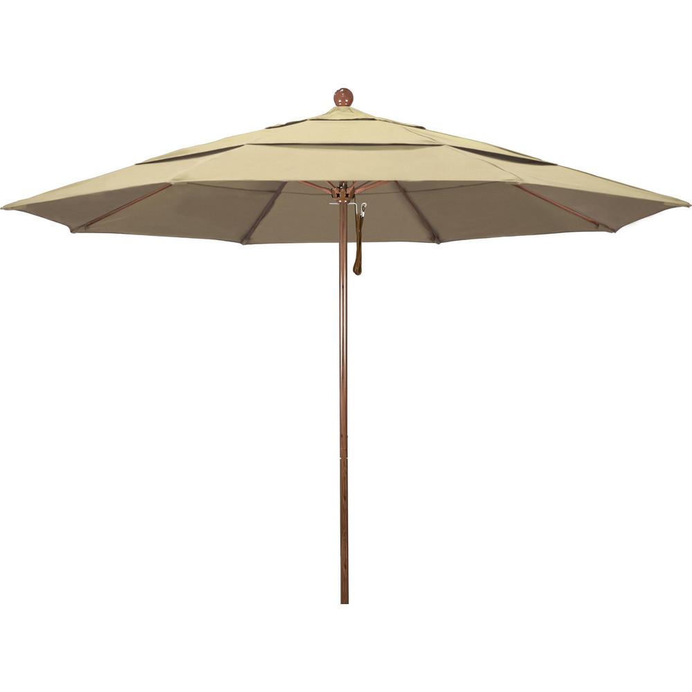 California Umbrella Patio Umbrella: 132" Dia, 8.917' High, Pacifica, Beige, Aluminum Frame - 194061619483