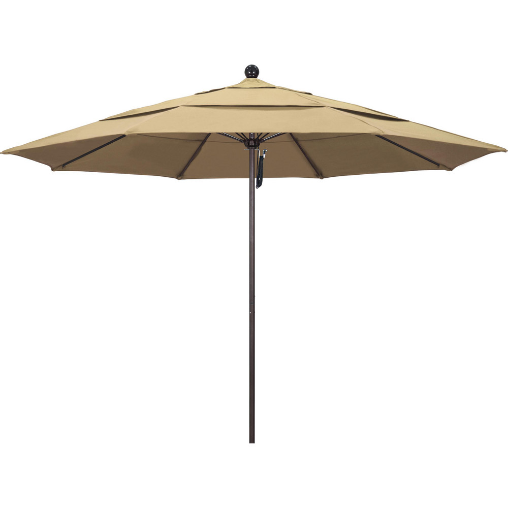 California Umbrella Patio Umbrella: 132" Dia, 8.917' High, Olefin, Beige, Aluminum Frame - 194061619858