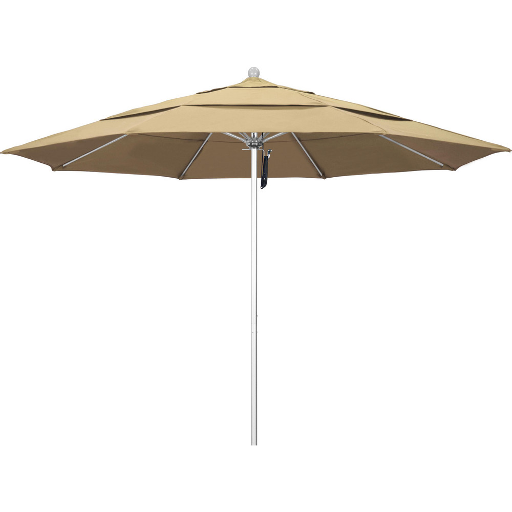 California Umbrella Patio Umbrella: 132" Dia, 8.917' High, Olefin, Beige, Aluminum Frame - 194061619858