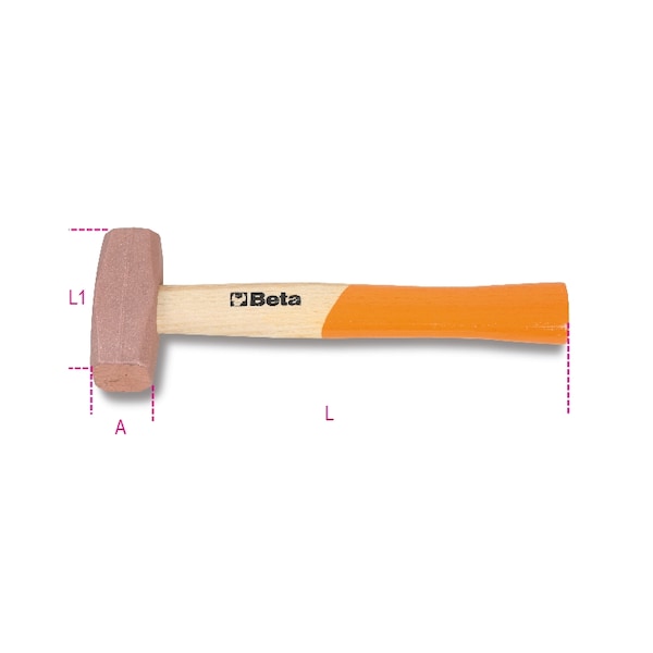 Beta 1385 Copper Head Hammer with Wood Handle, 21 oz. - 013850406