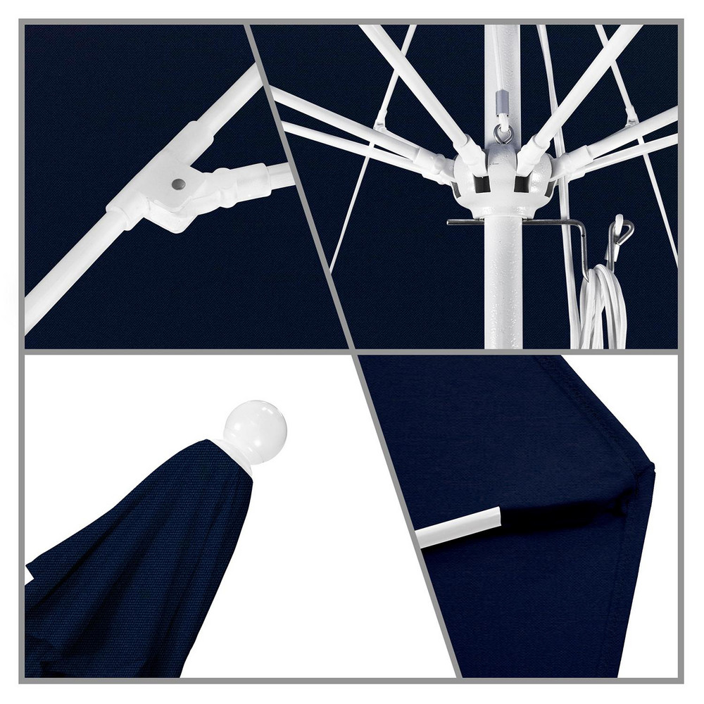 California Umbrella Patio Umbrella: 108" Dia, 8.583' High, Pacifica, Navy Blue, Aluminum Frame - 194061627136