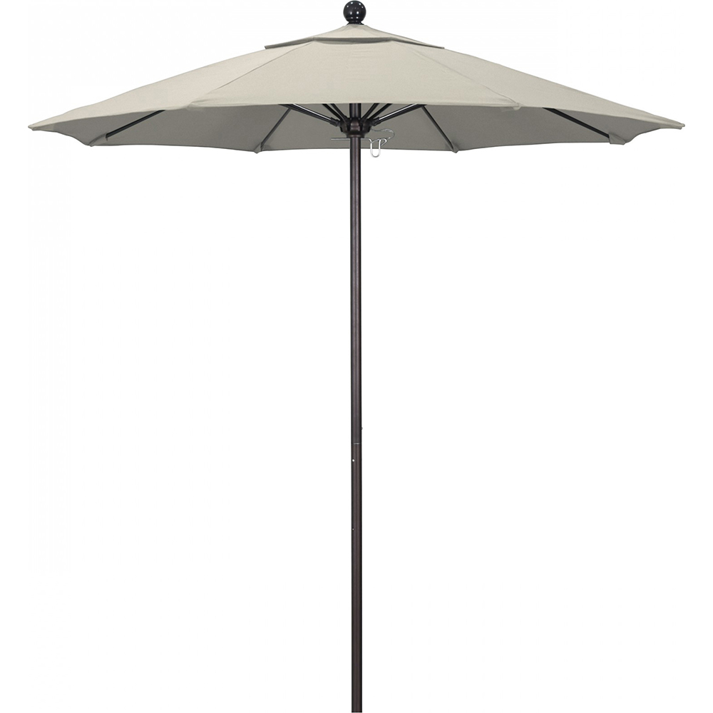 California Umbrella Patio Umbrella: 90" Dia, 7.5' High, Solution Dyed Polyester, Beige, Aluminum & Fiberglass Frame - 194061357828
