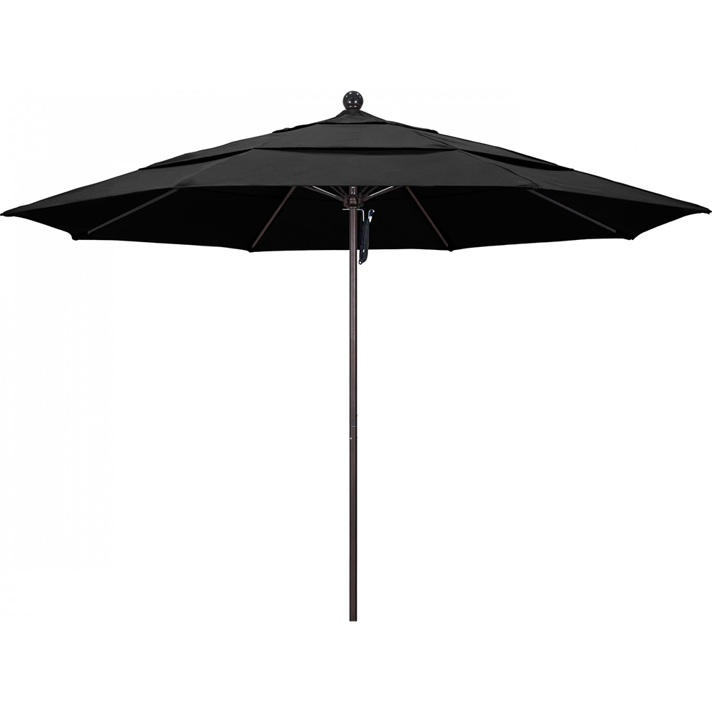 California Umbrella Patio Umbrella: 132" Dia, 11' High, Solution Dyed Polyester, White, Aluminum & Fiberglass Frame - 194061357330