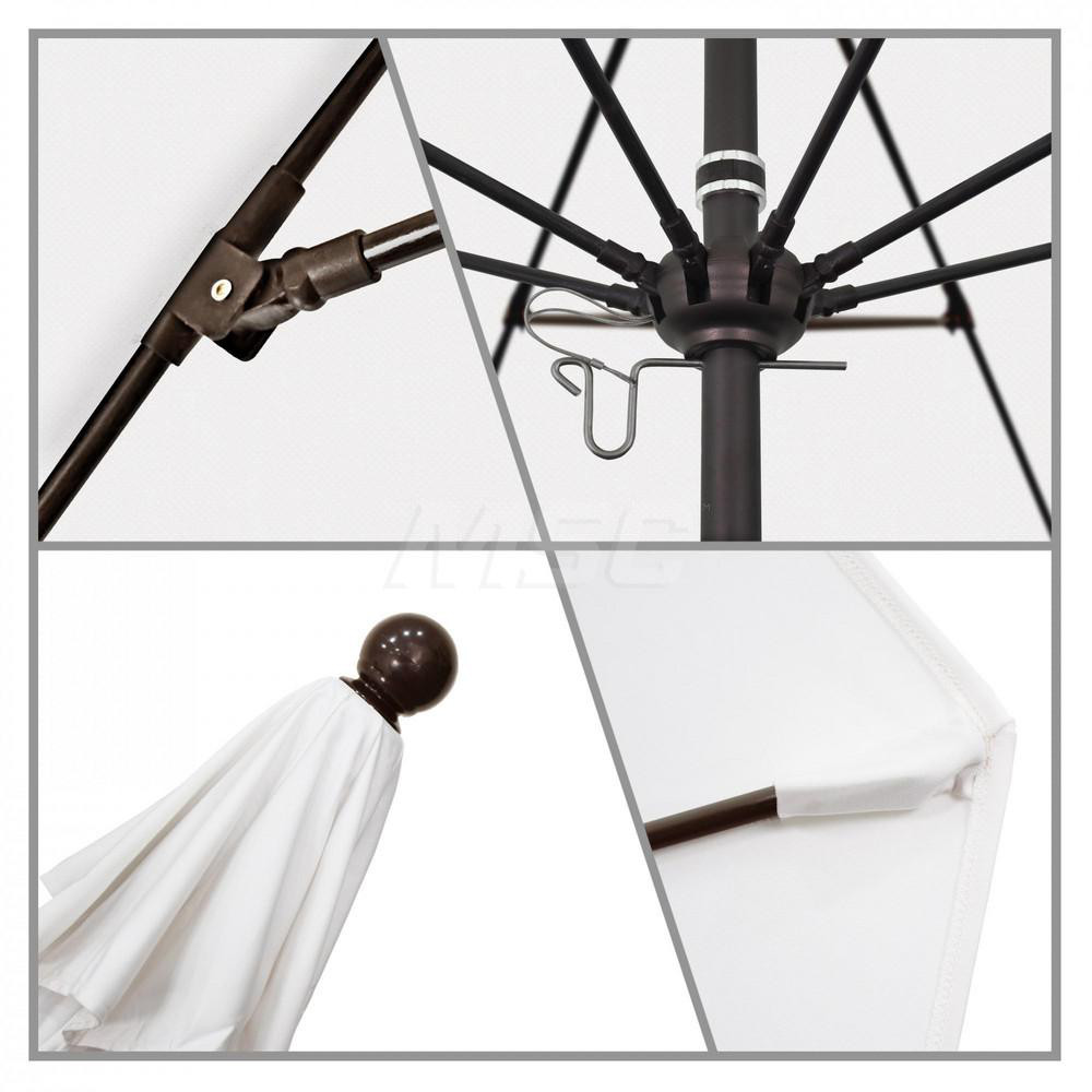 California Umbrella Patio Umbrella: 132" Dia, 11' High, Solution Dyed Polyester, White, Aluminum & Fiberglass Frame - 194061357330